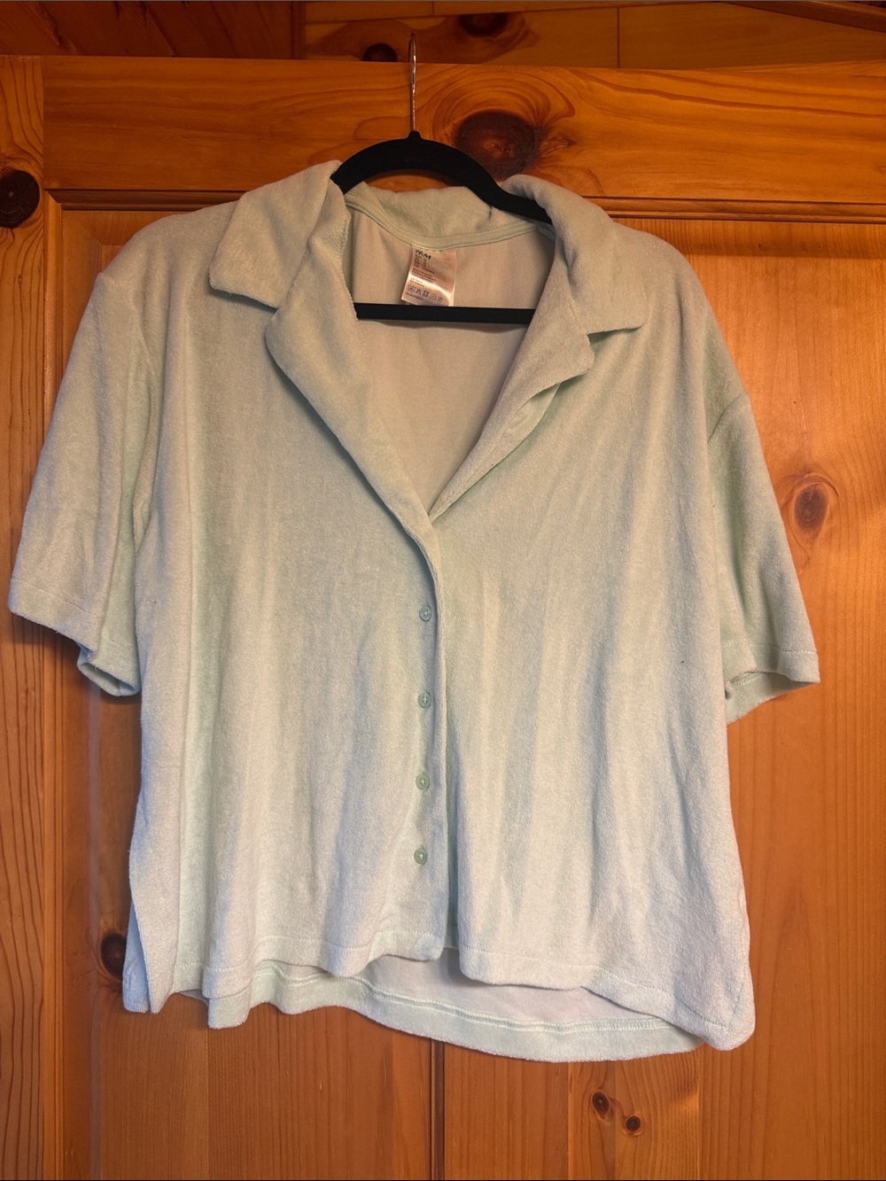 H&M Mint Green Short Sleeve Button-Front Top
